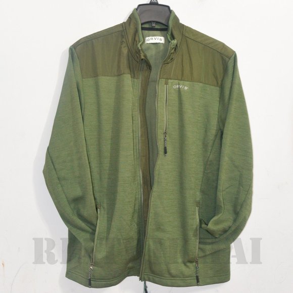 Green NWT Orvis men's bonded mesh fleece full zip jacket - Picture 2 of 7